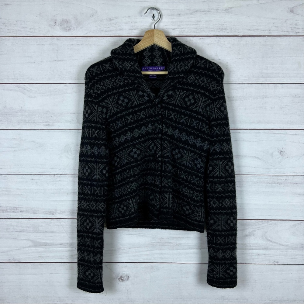 Ralph Lauren Collection Purple Label Fair Isle Cardigan Cashmere Sweater fits XS